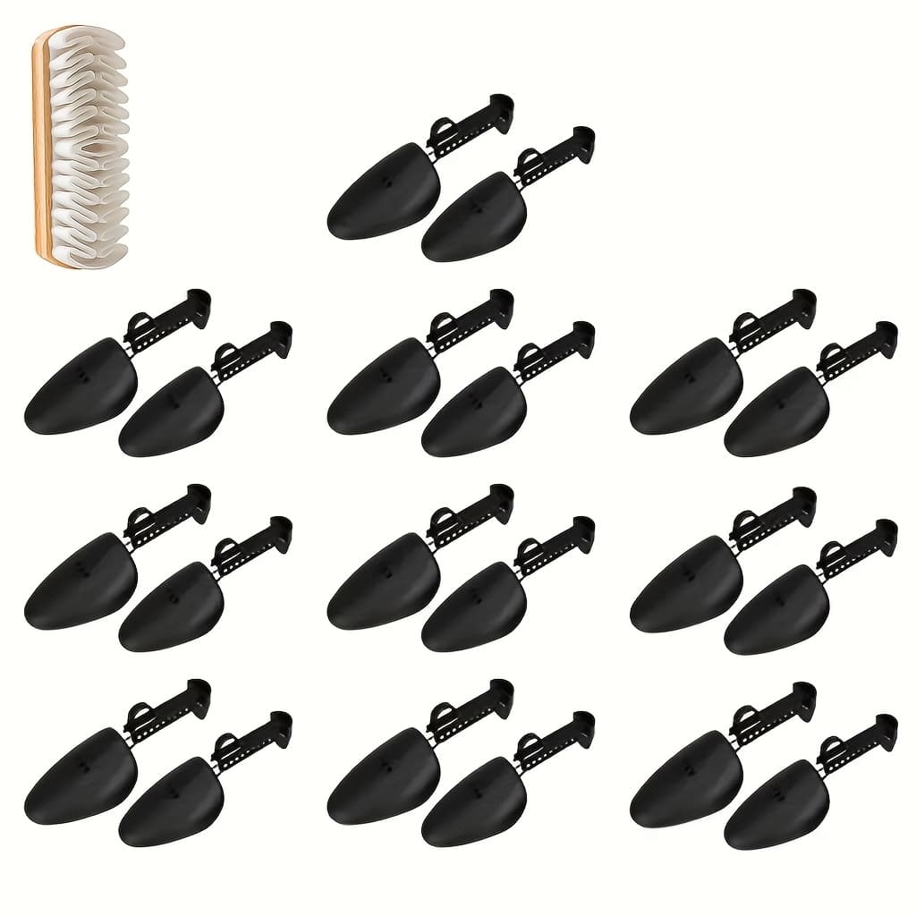 TEMU 20pcs Practical Adjustable Shoe Trees + Suede Rubber Shoe Brush, Shaping Support, Lightweight And , Men's Shoe Trees Are A For Keeping Shoes In Style