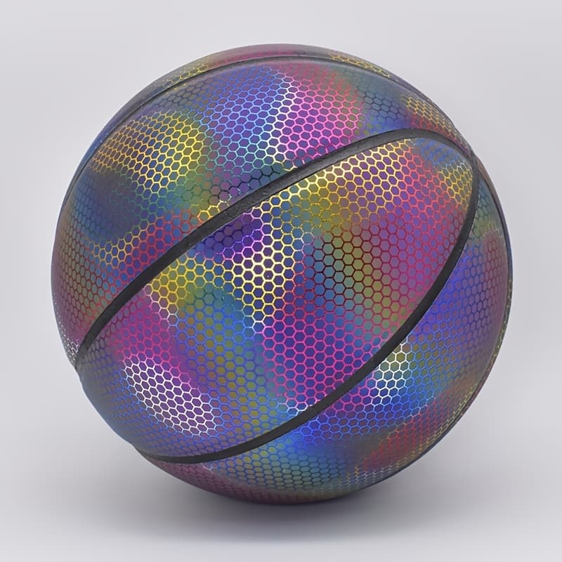TEMU Custom Engraved Reflective Glow Basketball - Personalized Name & Logo, Holographic Luminous Design, Pu Material, Home For Birthdays, Anniversaries, Weddings, Valentine's Day