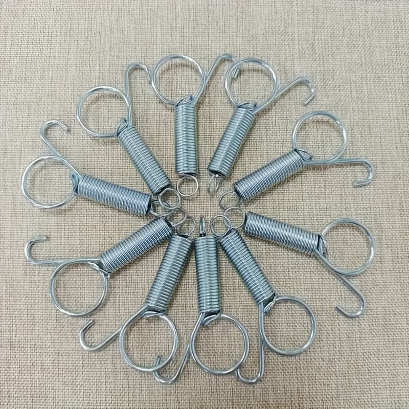 TEMU Set Of 15 Stainless Steel Hooks For Pet Cages Featuring A Spring Mechanism - Sturdy Metal Clips Ideal For Cats, Dogs, And Birds, Designed For Easy Attachment To Rabbit Enclosures