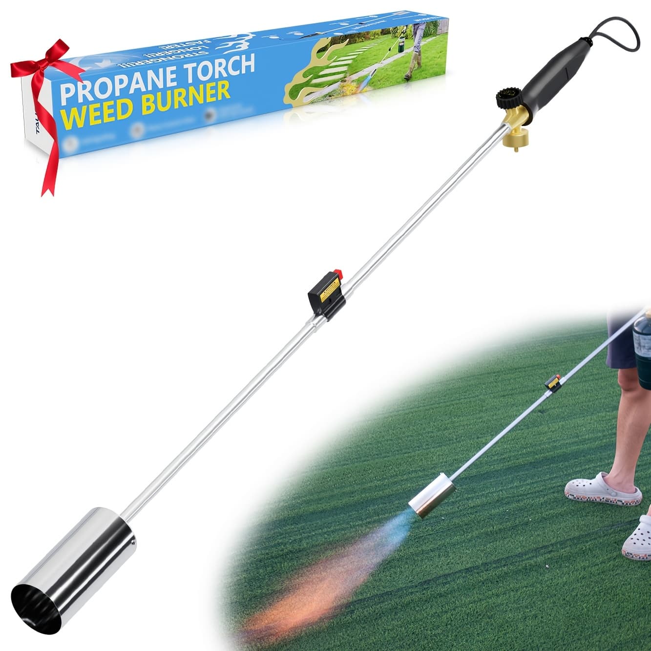 TEMU Torch, Propane Torch Burner Kit, With Metal Self Ignition And Heat Control, Heavy Duty Kit For Weeding, Roofing, Melting , Road Paint Removing (not Tank), Without Battery