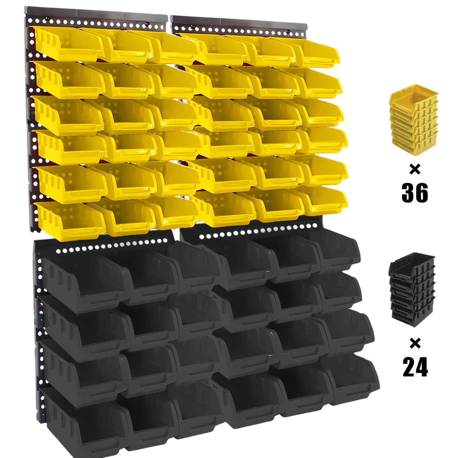 TEMU 60pcs Heavy-duty Wall-mounted Storage Bins - Stackable & Workshop Organizer Suitable For Screws, Nuts, Bolts, Nails, Beads - Tool Box, Space-saving Shelf, Ideal Gift (plastic)