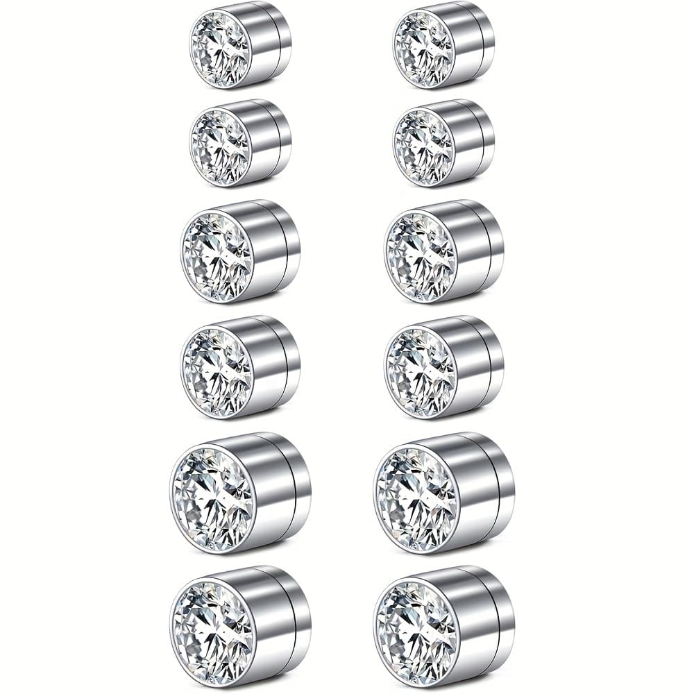 TEMU 12pcs Stainless Steel Fake Nose Studs Earrings Lip Studs Non Piercing Nose Studs Ear Clips 3mm 4mm 5mm Synthetic Synthetic Zirconia Decoration Earrings Nose Studs