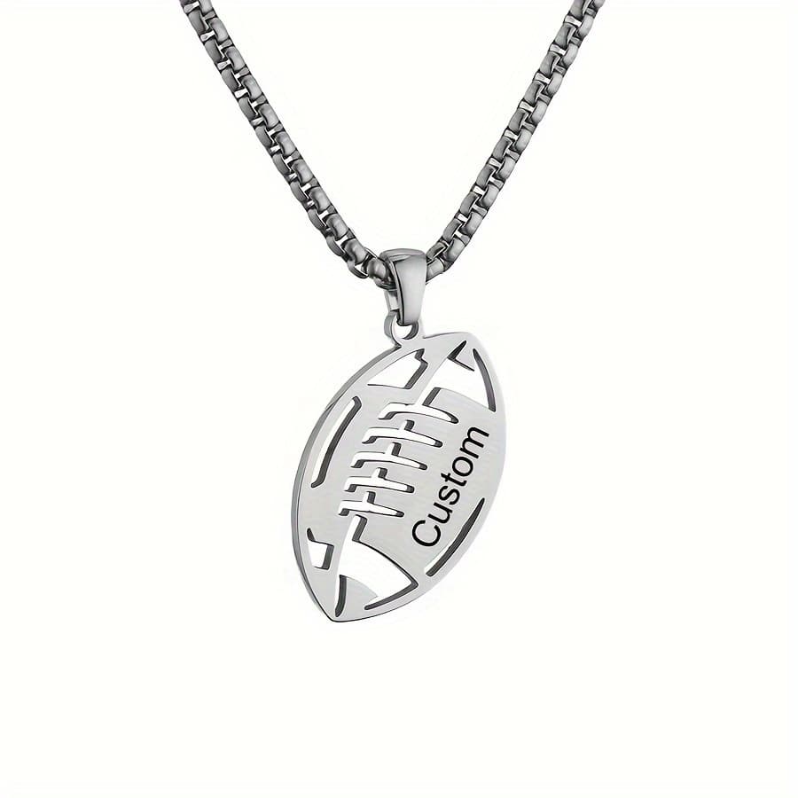TEMU [custom] 1pc Personalized Stainless Steel Jersey Number Sport Pendant Necklaces Name Necklace For Mens Athletes Sport Pendant Chain Stainless Steel Baseball Football Gift For Him