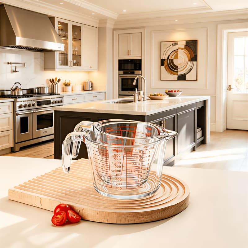 TEMU 1/2pcs Large Capacity Heat Resistant Glass Measuring Cupavailable In 16.91oz And 33.81oz, With , High Quality And Reusable, Ideal For Kitchen And Baking Use.