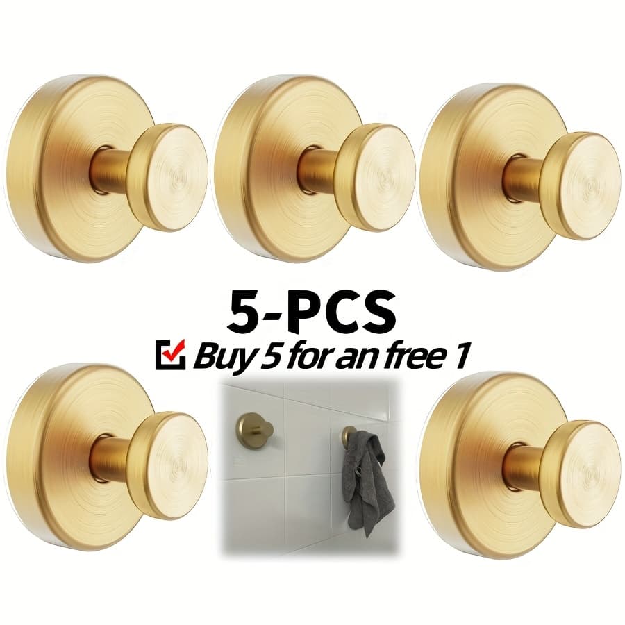 TEMU Suction Cup Hooks For Shower, Holder For Hanging Up To 15 Lbs, Steel Waterproof & Rustproof, Modern Shower Suction Hooks For Kitchen Bathroom Wall, Glass, Mirror, 5-pack, Black, Golden, Silvery