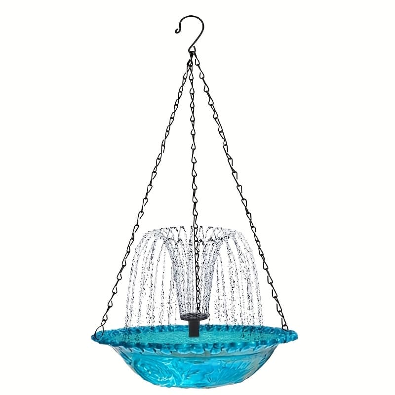 TEMU 1pc Solar-powered Hanging Bird Feeder & Fountain - Water Flow Attracts Hummingbirds, Outdoor Garden Decor With Durable , Solar Charged Pump (no Batteries Needed), Solar Bird Feeder