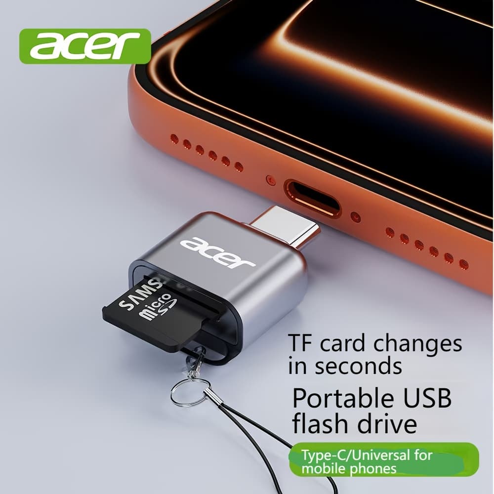 TEMU Acer Portable Card Reader, Tf Memory Card Reader, Type-c Interface, Compatible With Tablets, Smartphones, Cameras, And Computers, Model Hy41-t3 (c Port Version)
