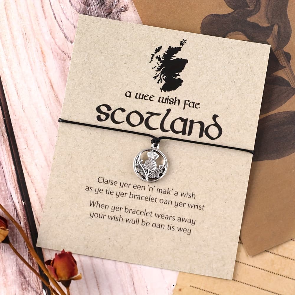 TEMU Scottish Wishing Bracelet Scottish Thistle Bracelet Thistle Jewelry Commemorative Bracelet Gift For Men And Women