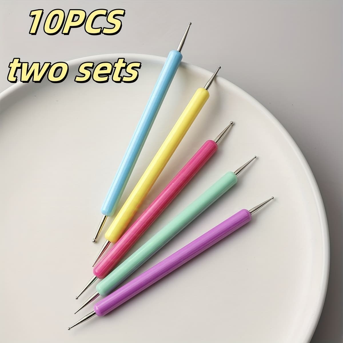 TEMU 10pcs Of Relief Carving Tools, Uncharged Plastic Ball-tipped Clay Modeling Tools, Used For Pottery, Nail Art, Painting, And Crafting Pattern Tracing And Additions For Pottery Making