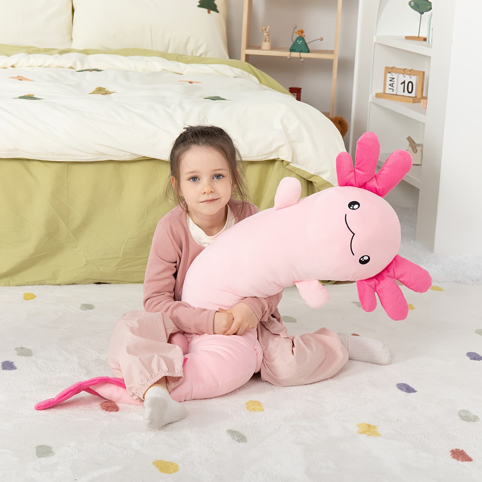 TEMU Maogolan Large Axolotl Plush Toy, Oversized Axolotl Pillow, Enormous Stuffed Axolotl Body Pillow For Children And Adults, -the-dark Axolotl Plush, Holiday And Birthday Gift In Red