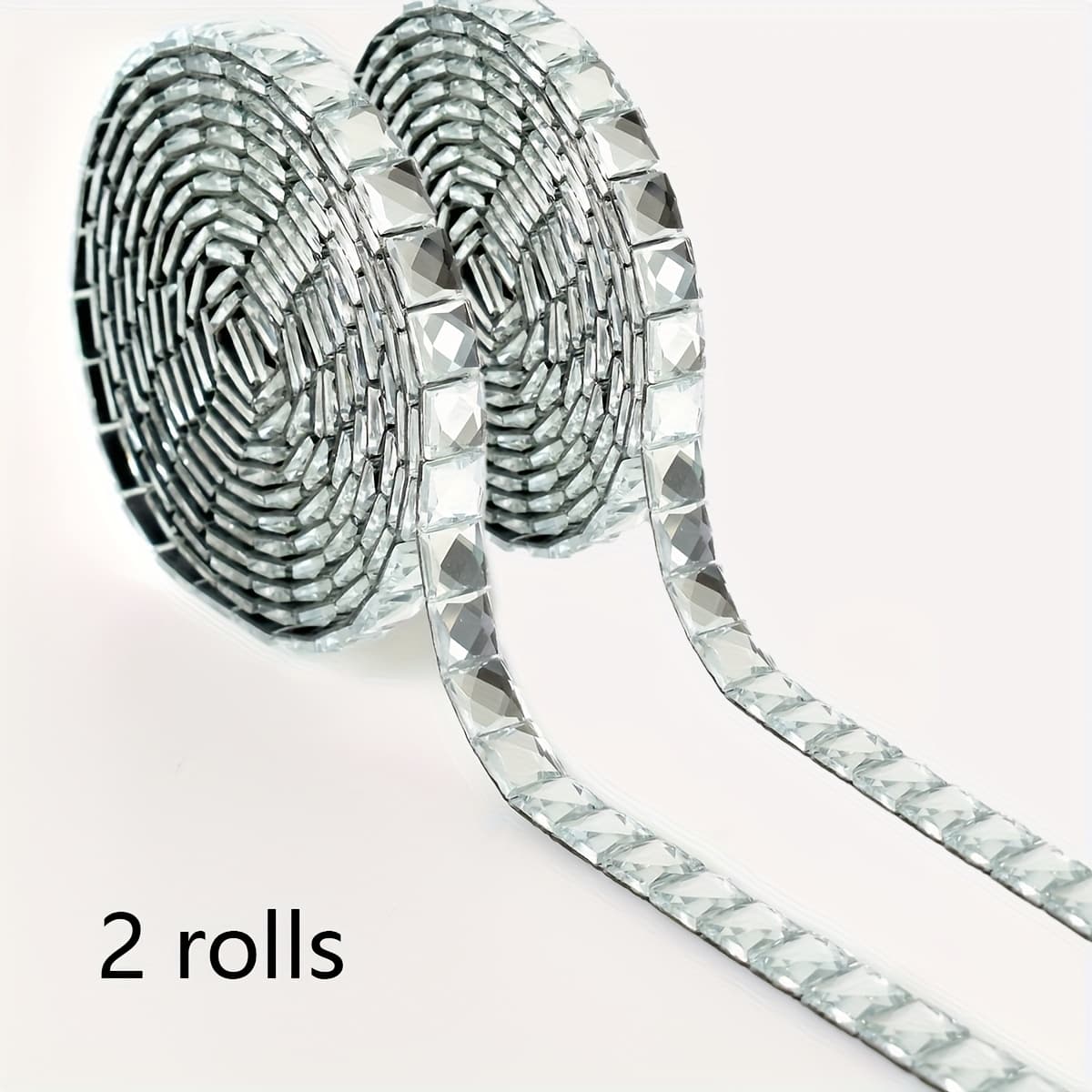 TEMU 2 Rolls Of 180pcs Self-adhesive Tape With Back Adhesive Ribbon, Self-adhesive Tape, Diy Luggage Decorative Diamond Tape