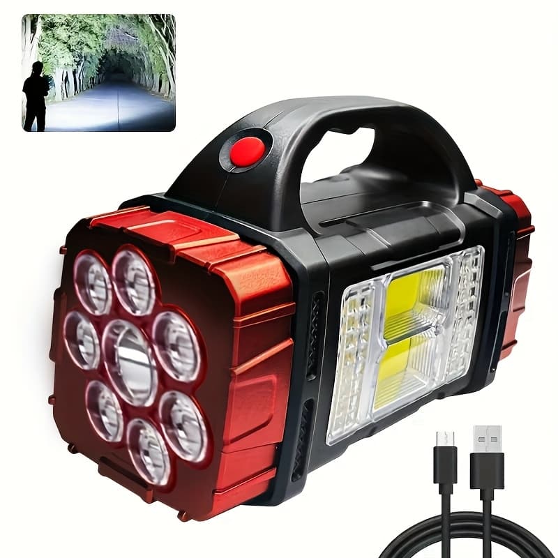TEMU 1pc/ 2pcs:7 Led Flashlight With Usb Charging, Cob Side Light, Portable Flashlight, Suitable For Outdoor Patrol, Fishing, Camping, Hunting, And Hiking