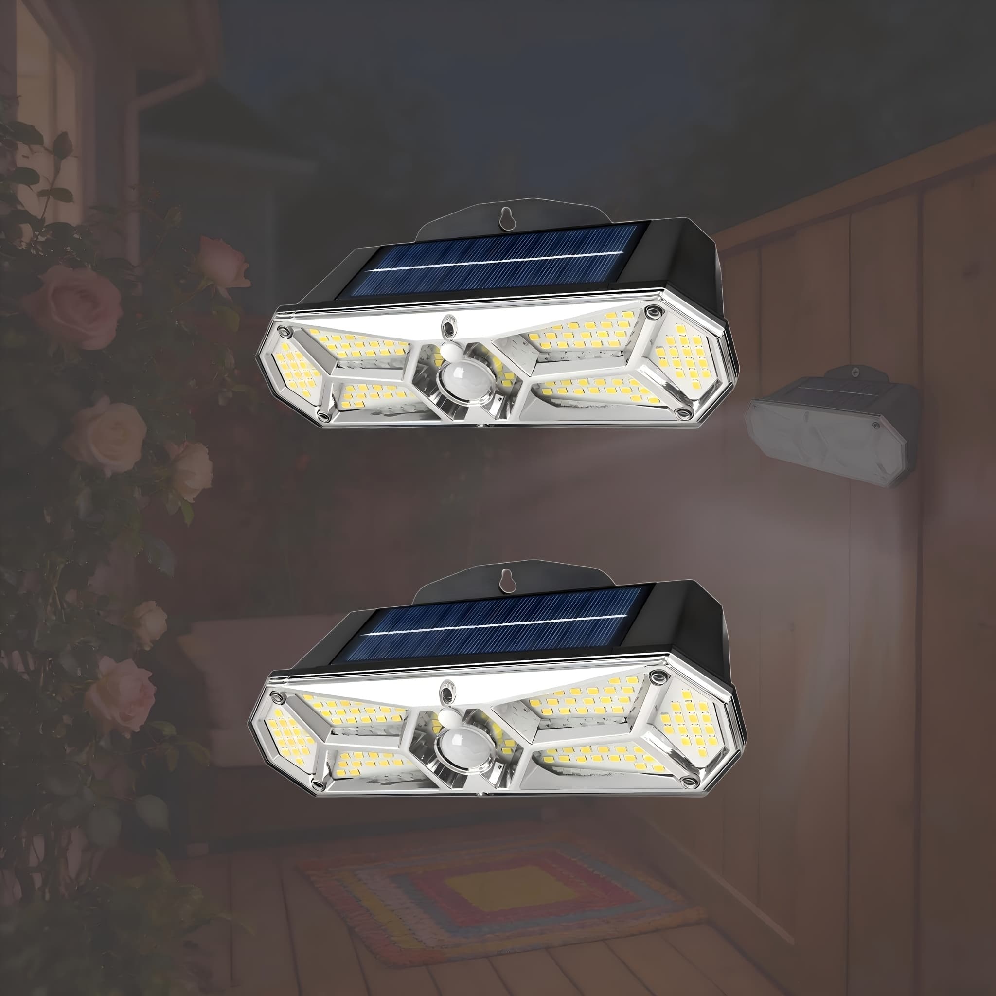 TEMU 2/4pcs, Solar-powered Outdoor Wall Lights, Ip44 Rated, Automatically Charge During And Light , 3 Adjustable , Made Of Plastic Material Resistant To Rain, Snow, And , With High- Bulbs.