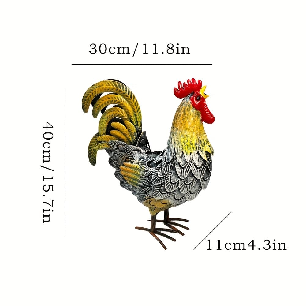 TEMU Iron Art Vintage Farm Animal Rooster Garden Statue, Outdoor Lawn Decoration, Courtyard Fence Horticultural , Birthday Gift, Home Decoration,