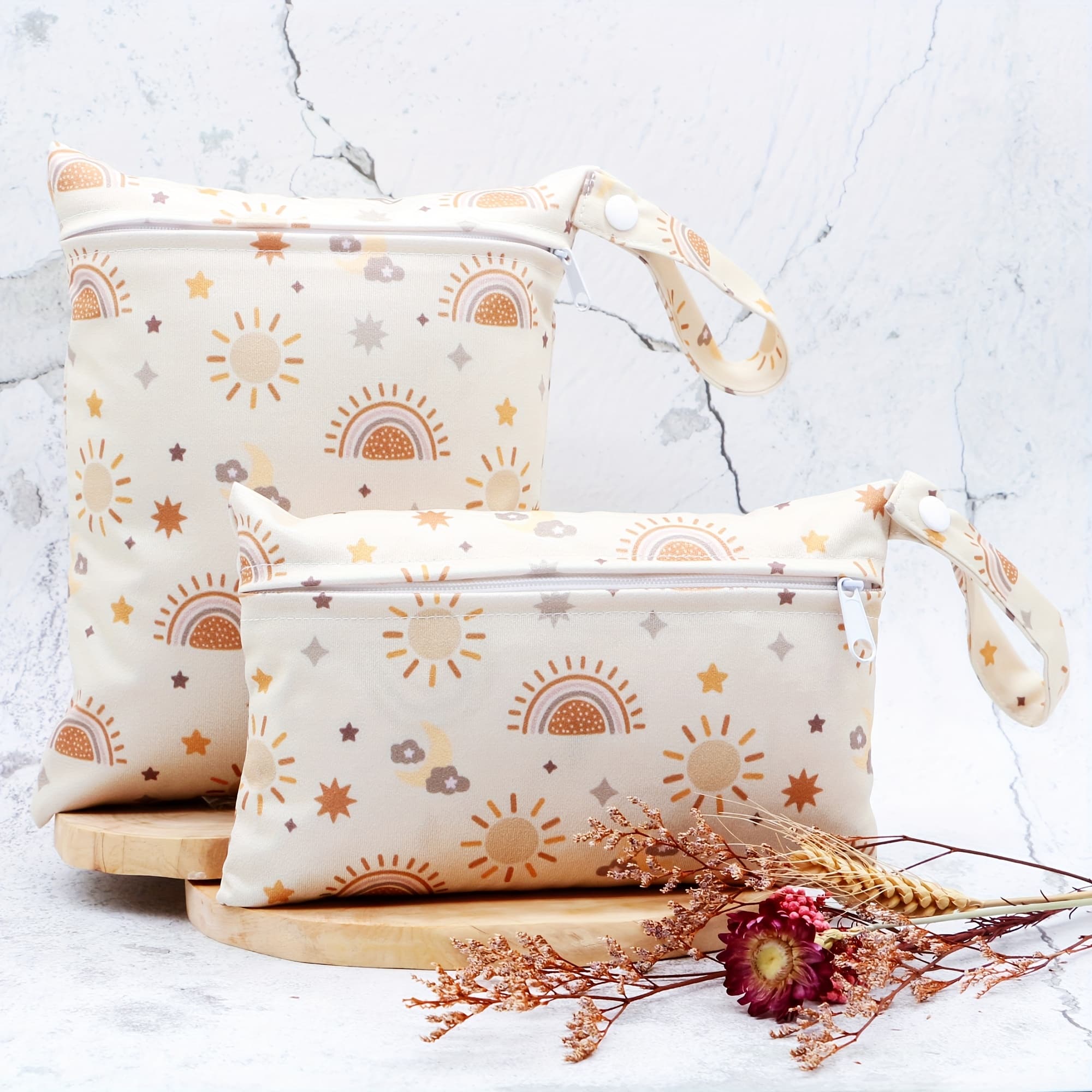 TEMU 2pcs Reusable Wet Bag Cloth Diaper Storage Bags, Washable Wet Dry Bags With Single Pocket