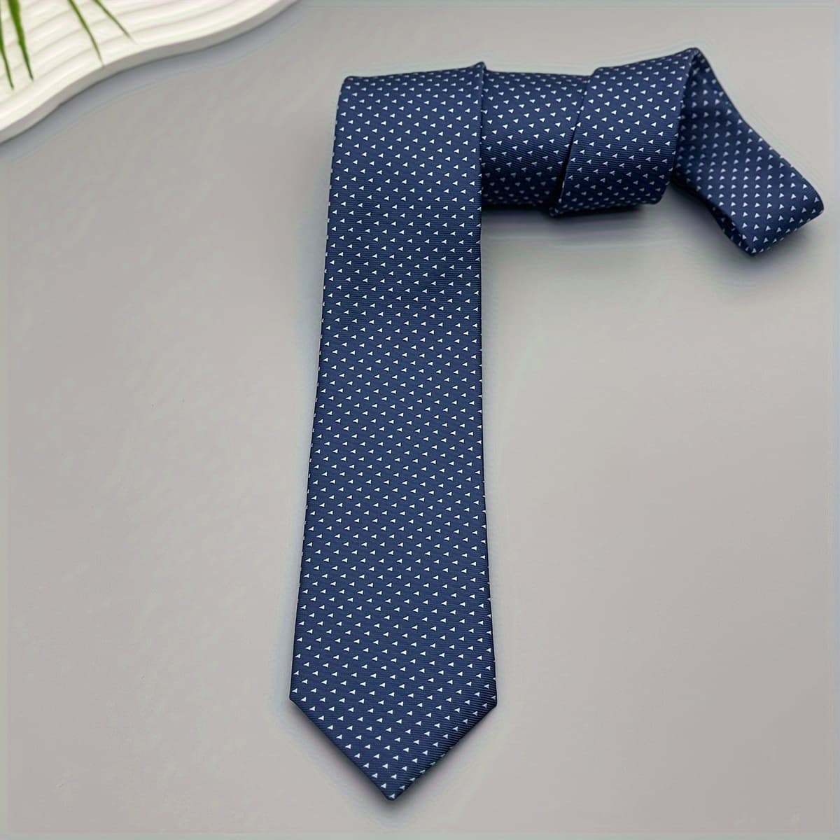 TEMU 1pc Men's Fine Crinkled Triangular Hand-made Necktie, Suitable For Business