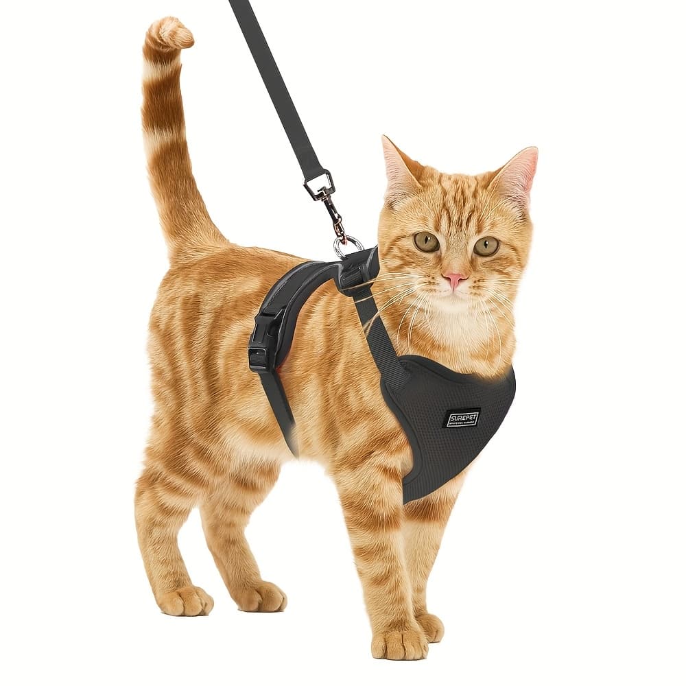 TEMU Cat Walking Harness And Leash, Escape-proof Soft Adjustable Cat Vest Chest Strap, Breathable Reflective Belt Jacket
