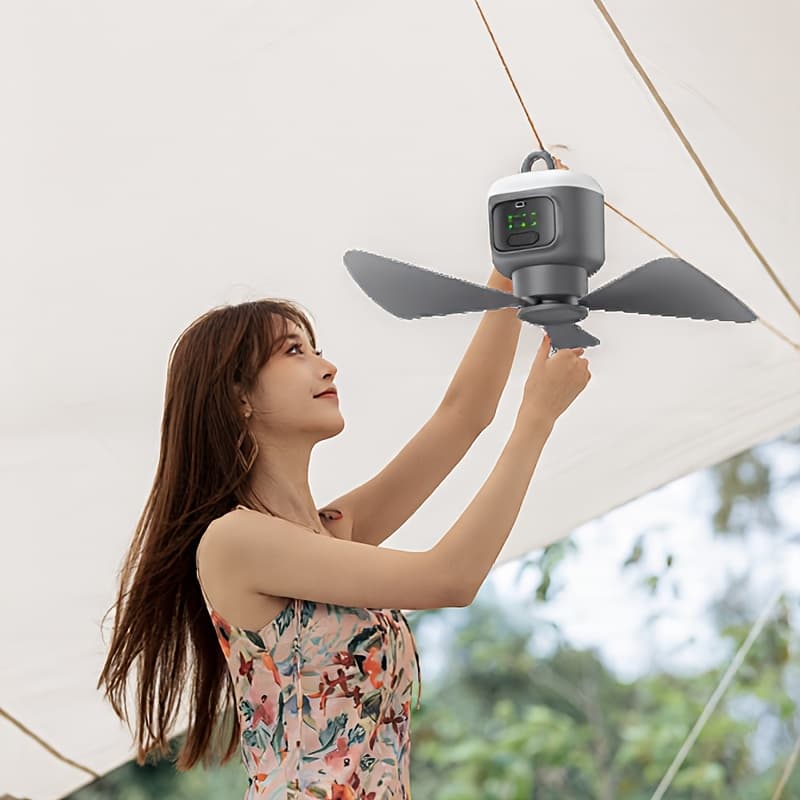 TEMU 18' Gazebo Ceiling Fan With Light For Patio Canopy Tent Porch Rv, Adjustment With Lighting, Timer & Use To 30h, 12000mah Battery Ceiling Fan With Remote