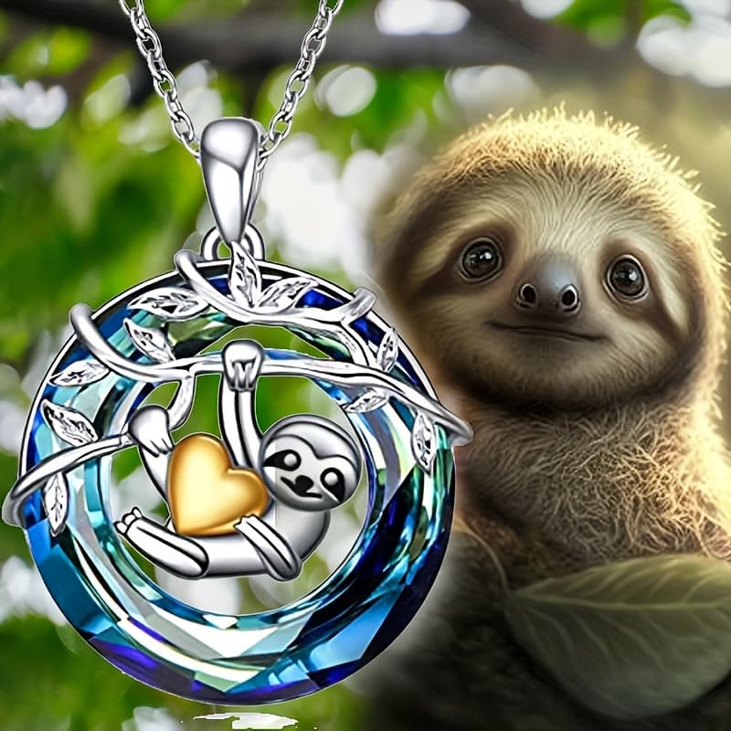 TEMU Tree Of Life Sloth Necklace Cute Sloth Hug Love Necklace Simple Cutout Necklace Of Life Necklace