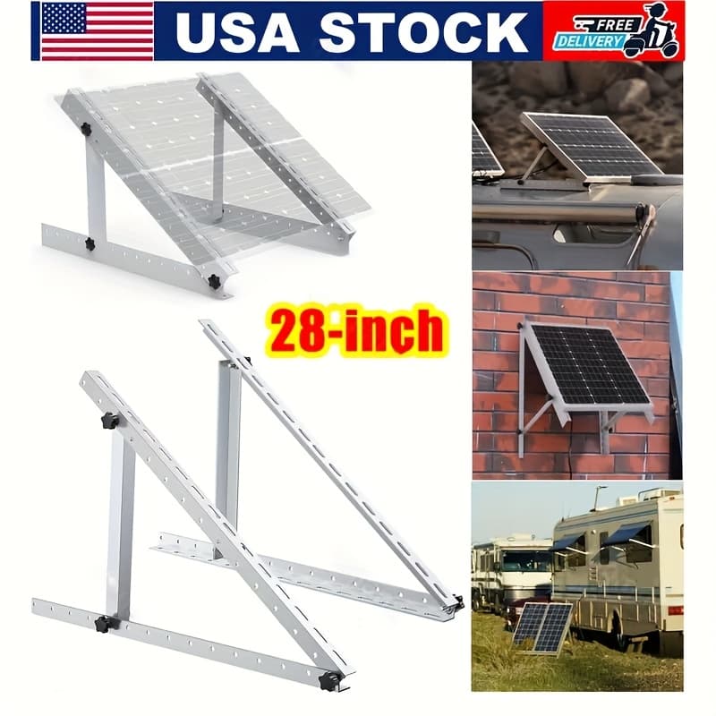 TEMU 28-inch Adjustable Solar Panel Tilt Bracket With Collapsible Tilt Leg, Compatible With Most Solar Panels Under 200w Of Solar Panels For Rooftops, Rvs, Boats And Off-grid
