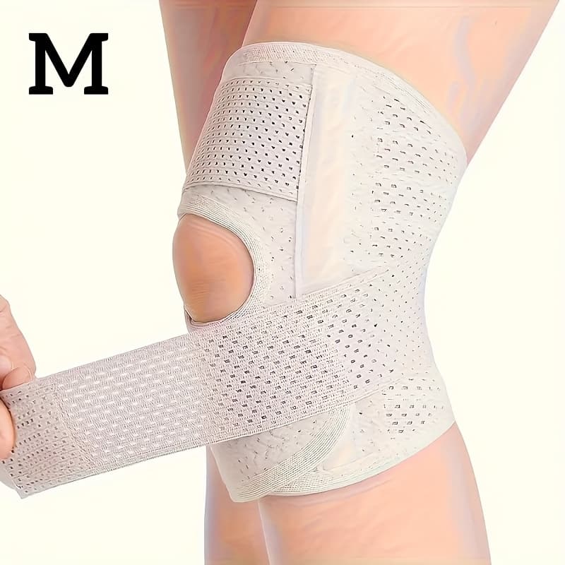 TEMU 1pc Breathable Adjustable Knee Brace With Side , Knee Joint Knee Support, Suitable For Sports, Running, Fitness, Outdoor Activities, Hiking, Basketball, Knee Protection With Curved Pad