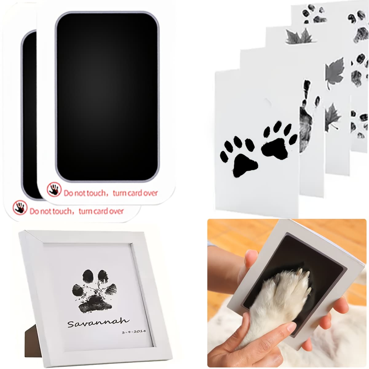 TEMU 4pcs Print Kits, , Non-contact Prints, 2 Boxes With 2 Sheets Each, Plastic, Keepsake For Pet Owners, Printing, Non-contact Pet , Non-contact , Paw Print Design, Animal Impression