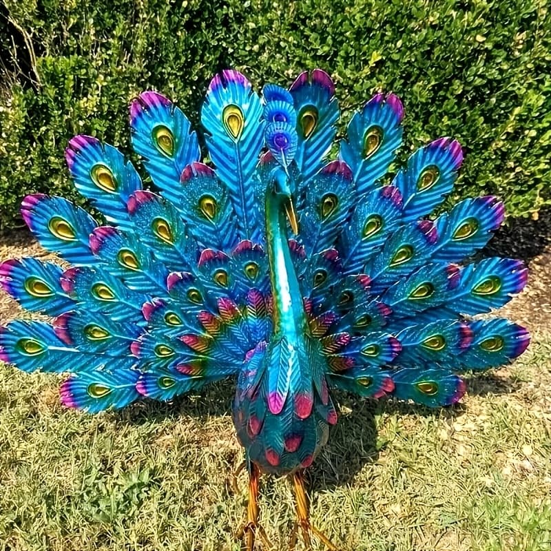 TEMU 1pc Exquisite 3d Metal Peacock Statue - Bird Lawn Ornaments For Outdoor Backyard Patio Porch Decor - Durable Yard Art With Intricate Details, Weather-resistant, Easy To Assemble