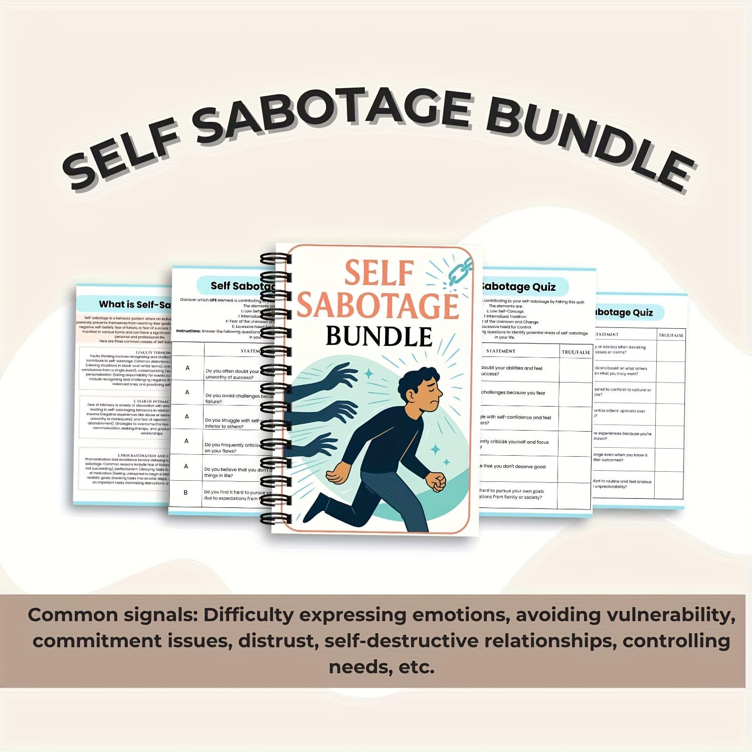 TEMU Self- Workbook - Quiz And Worksheets With , Procrastination Strategies And Fear Of Intimacy Guides | Mental Health And Journal