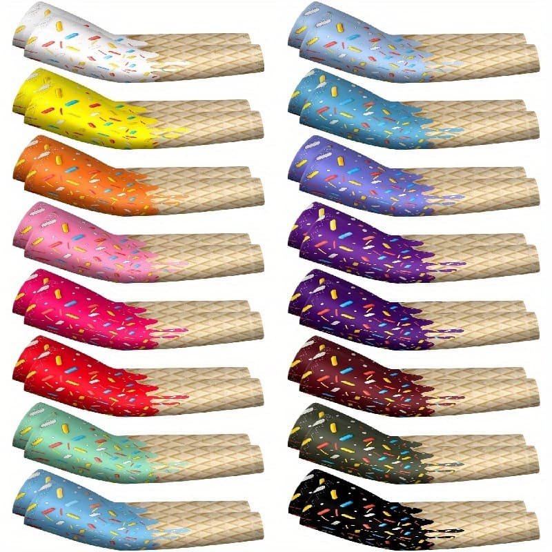 TEMU 16 Pairs Ice Cream Arm Sleeves For Sun Protection Football Basketball Baseball Compression Long Sleeves (4.33 Inch)