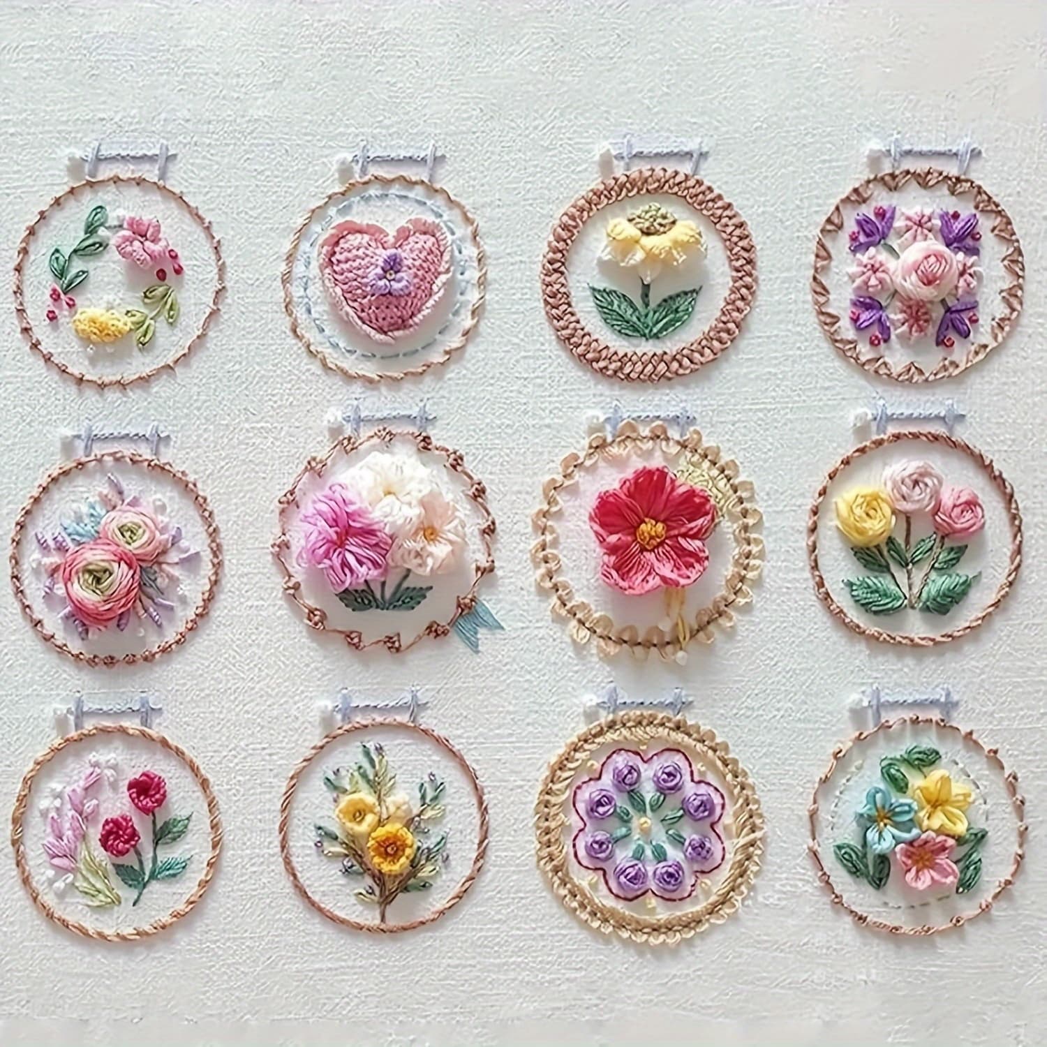 TEMU Hand Embroidery Kit: 12 Different Stitches, 3d Flowers, Crafts, Beginner's Guide, Entry For Adults, Colorful , Suitable For All