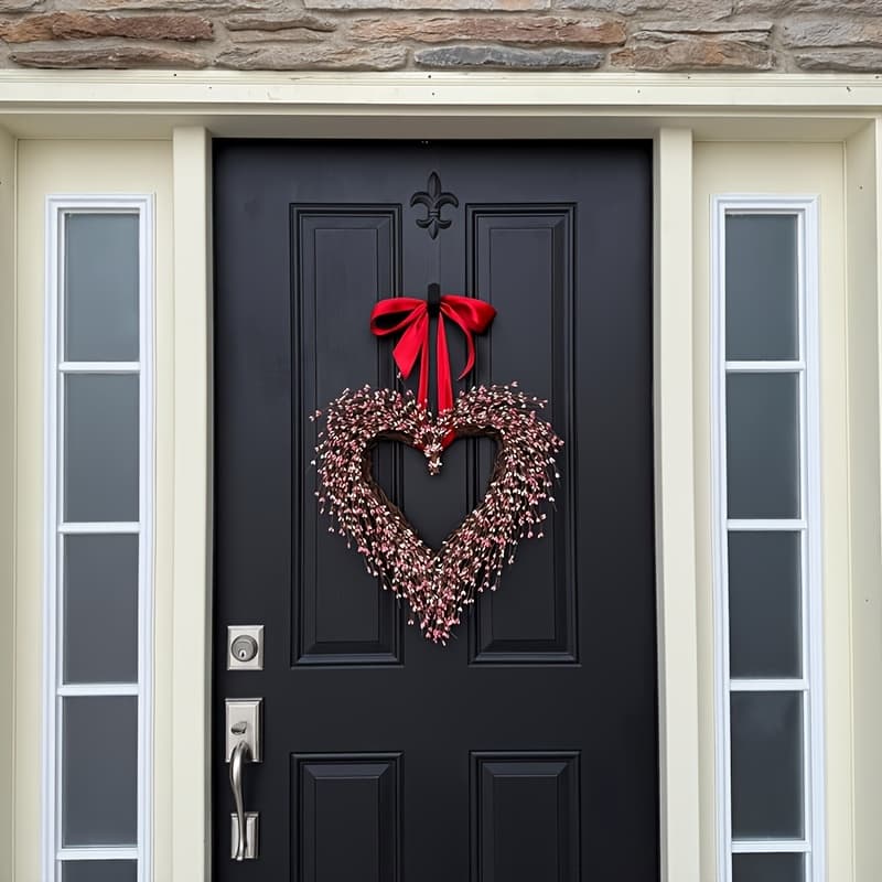 TEMU Valentine's Day Wreath, Pink Flower Decoration Wreath, Suitable For Indoor And Outdoor Wall Hanging Decoration, Decoration