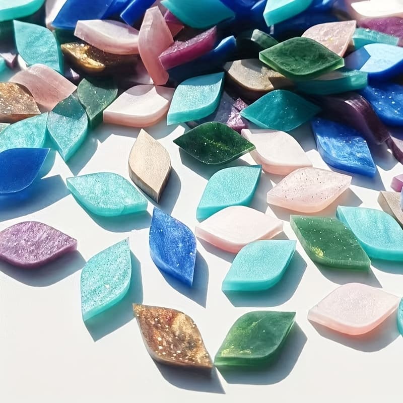 TEMU 78pcs Multicolor Small Leaf Mixed Acrylic, Craft Art Supplies, Candlestick And Home Decor, Mosaic Tile Kit, Creative Materials Craft Materials