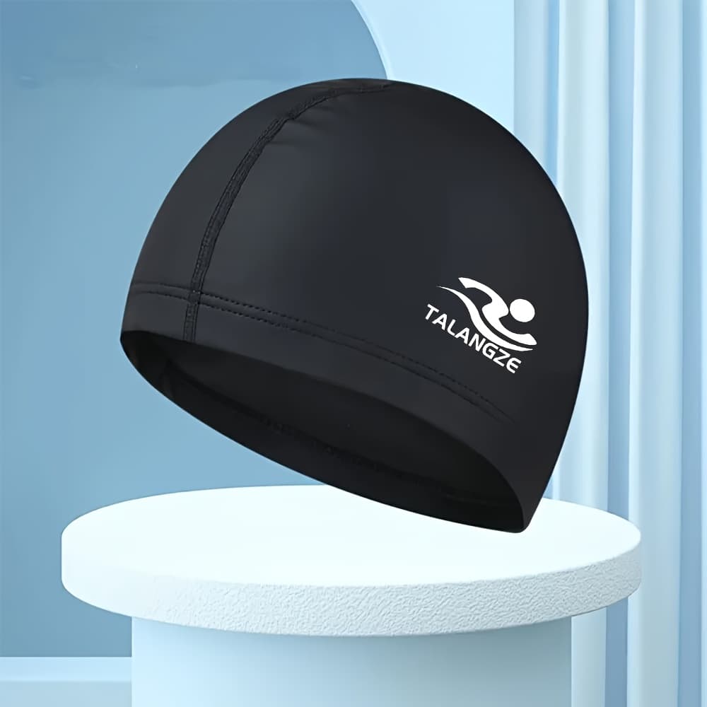 TEMU Unisex Waterproof Swimming , Elastic Pu Swimming Hat With Ear Protection Design, Suitable For Long Hair