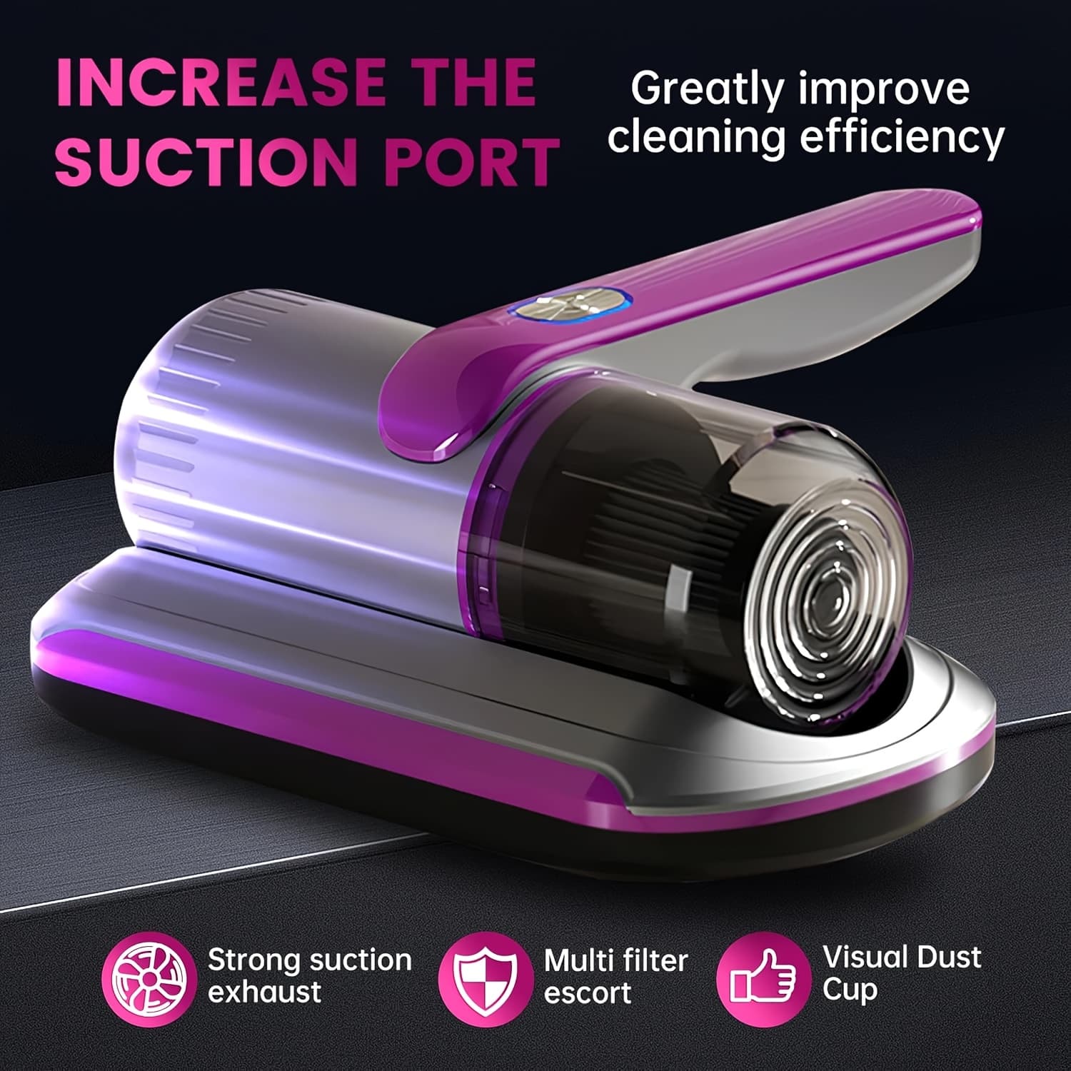 TEMU Handheld Mattress Vacuum - Heavy-duty 12kpa Deep Cleaning Machine Suitable For Beds, Sofas, Pillows & Mattresses - Portable Stain,, Removal