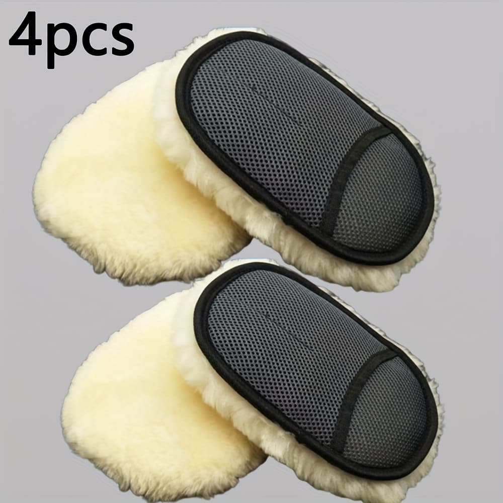 TEMU 4pcs Soft Microfiber Cleaning Gloves, Gentle Dust Removal And Quick Waxing Polishing, For Vehicle And Household Maintenance, Christmas Gift