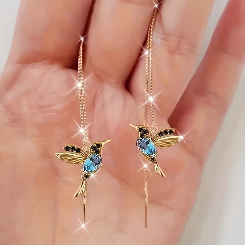 TEMU A Pair Of Beautiful Hummingbird Tassel Earrings, Animal-themed Pendant Accessories, Suitable For Women' Wear And Special Occasions Such As Weddings