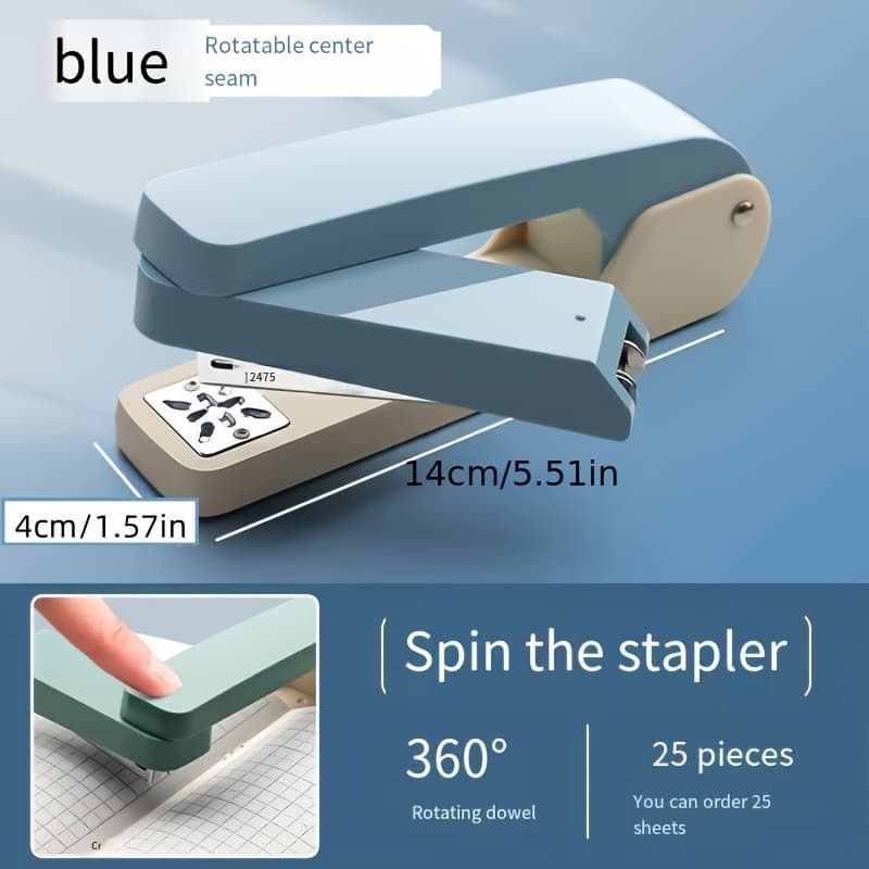 TEMU A Portable Office Essential, -degree Rotating Stapler, A Stapler, Foldable Design, Made Of Abs Plastic, Flat Crown Shape, Labor-saving And Multifunctional