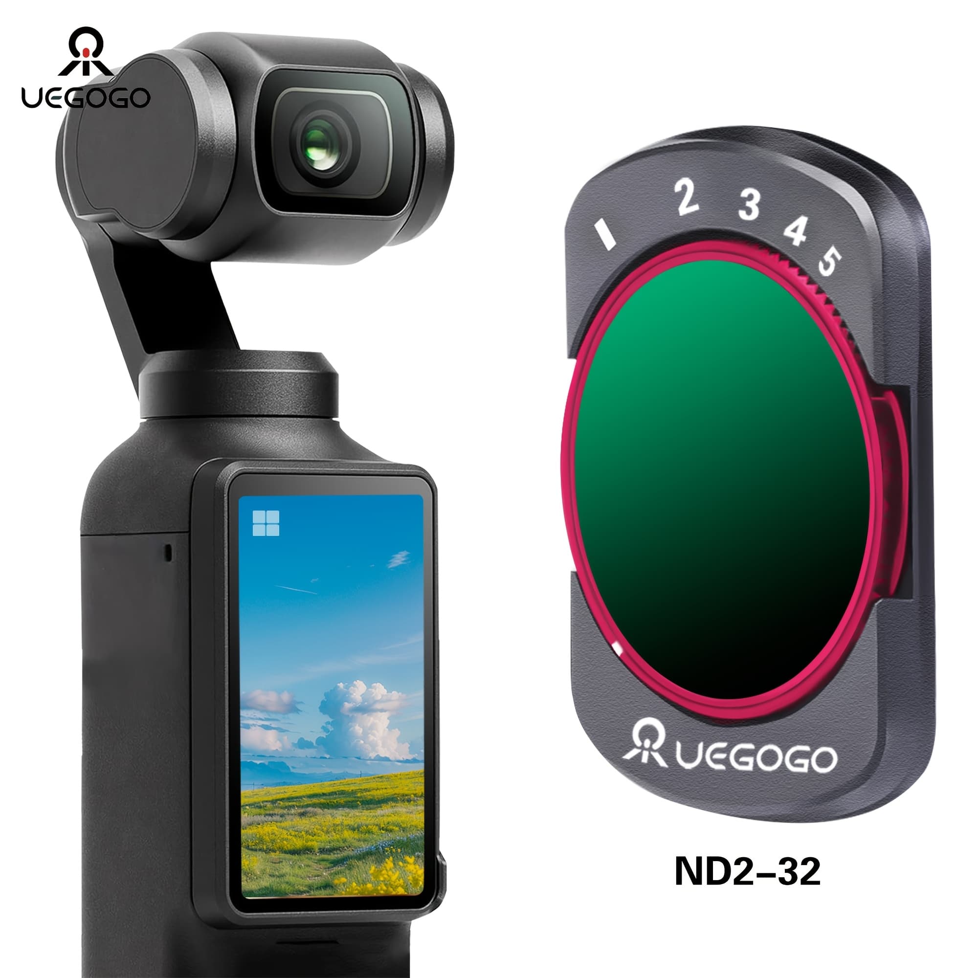 TEMU Uegogo Magnetic Filter For Pocket 3, Nd2-32 Neutral Density Nd Filter, Magnetic Installation, Multi-coated Optical Glass, With Cleaning Cloth