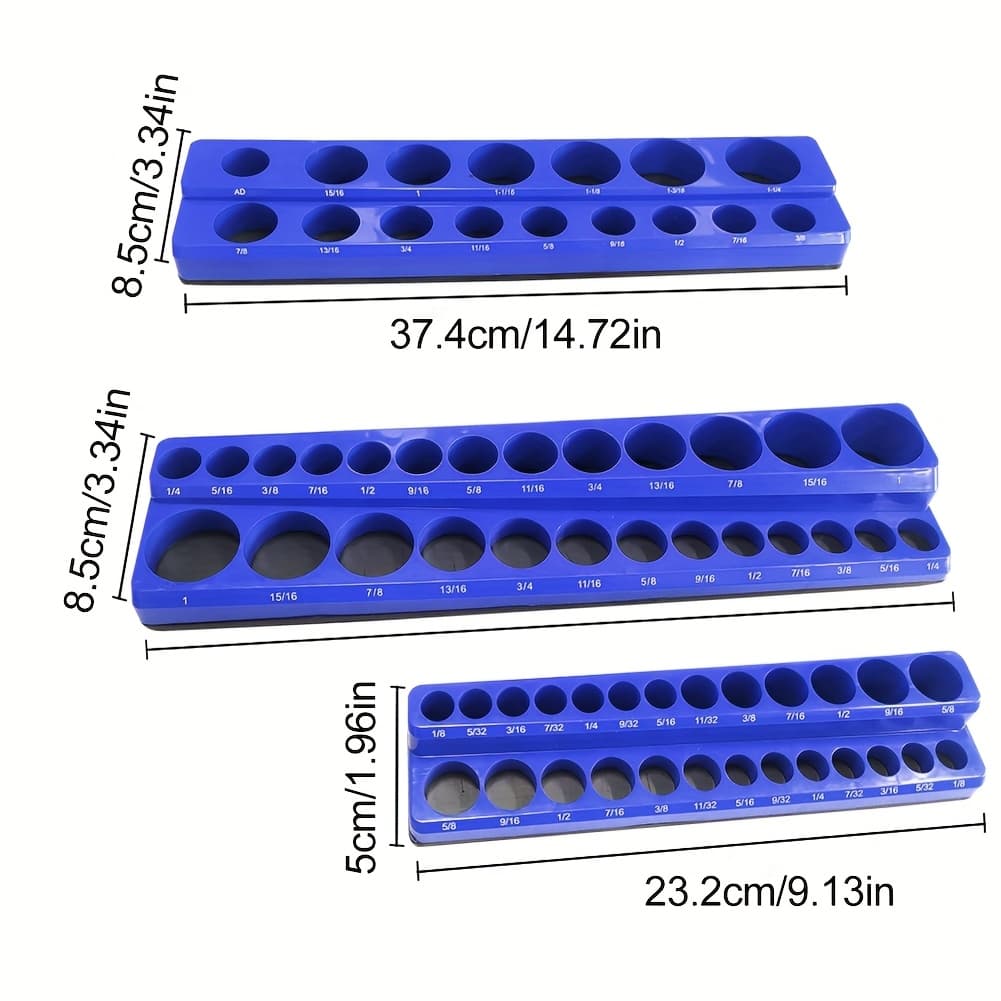 TEMU Magnetic Socket Organizers Magnetic Sockets Storage Rack 1/2 3/8 1/4 Drive Plastic Socket Display Holder Kit Holds 141 Socket Metric Sae Professional Tools Organizer