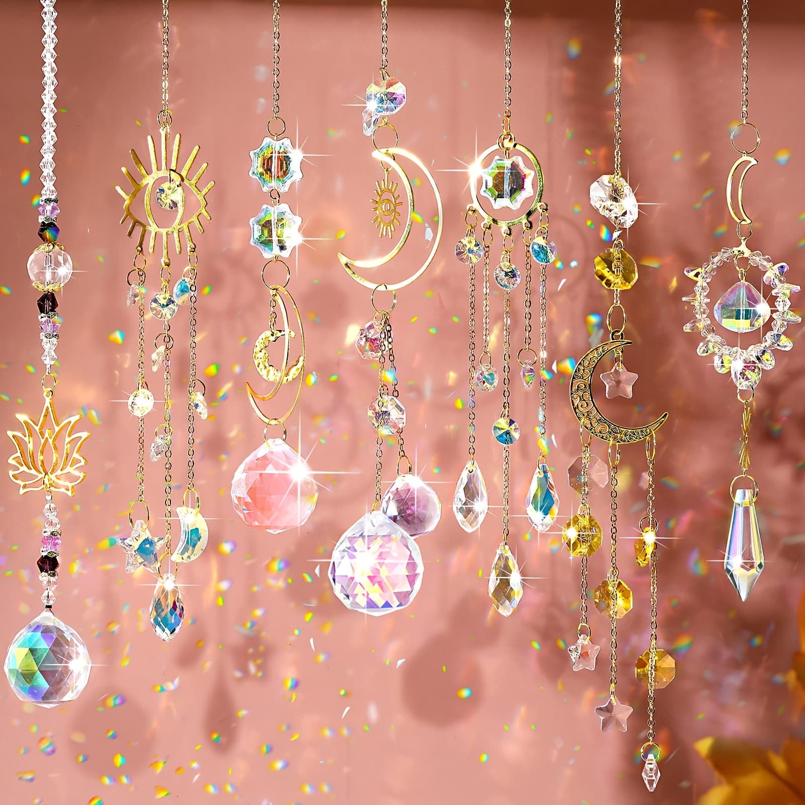 TEMU Light Catchers, Used For Window Hanging Light Catchers, Crystal And Crystal Prism Decoration, Suitable For Indoor And Parties, Wedding Decoration. Hanging Crystals Are Used For Decoration