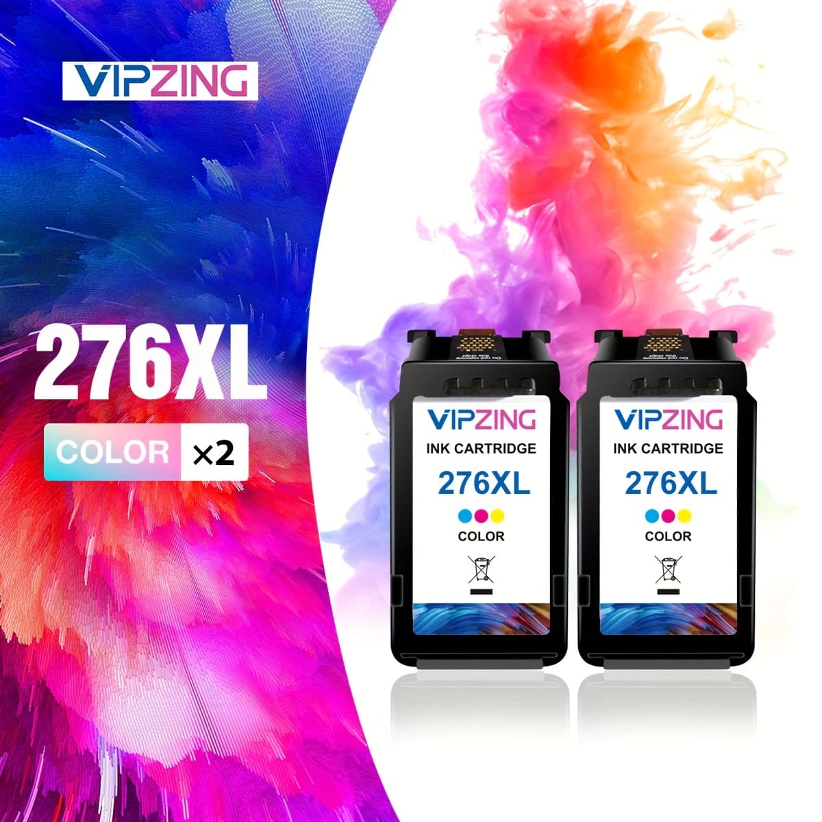 TEMU Set Of 2 Compatible Ink Cartridges, 275xl And 276xl, For Printers Including Models Tr4720, , Tr4700, Ts3722, Ts3500, Tr4722, Ts3720, And Ts3520, Featuring Black And Color Options