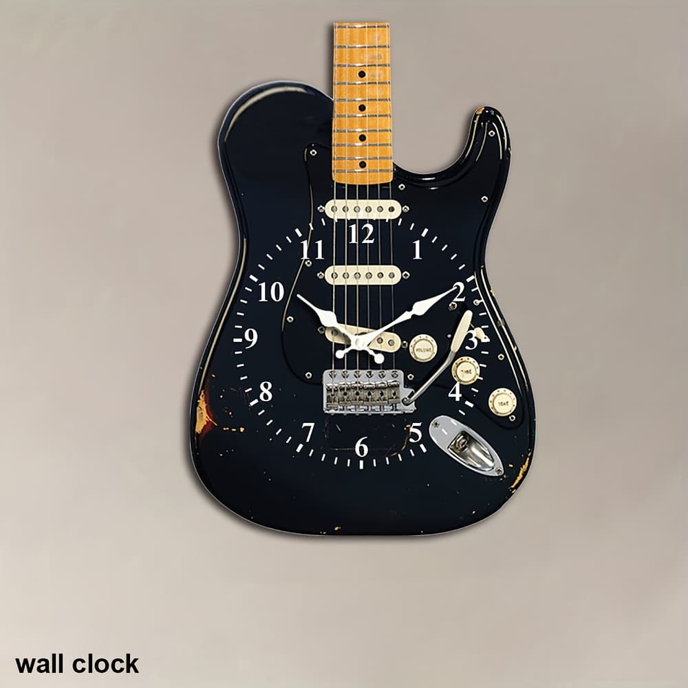 TEMU 1pc Of Guitar Wall Clock, Creative Vintage-style Guitar Design With , Perfect For Home Decoration Or As A Gift