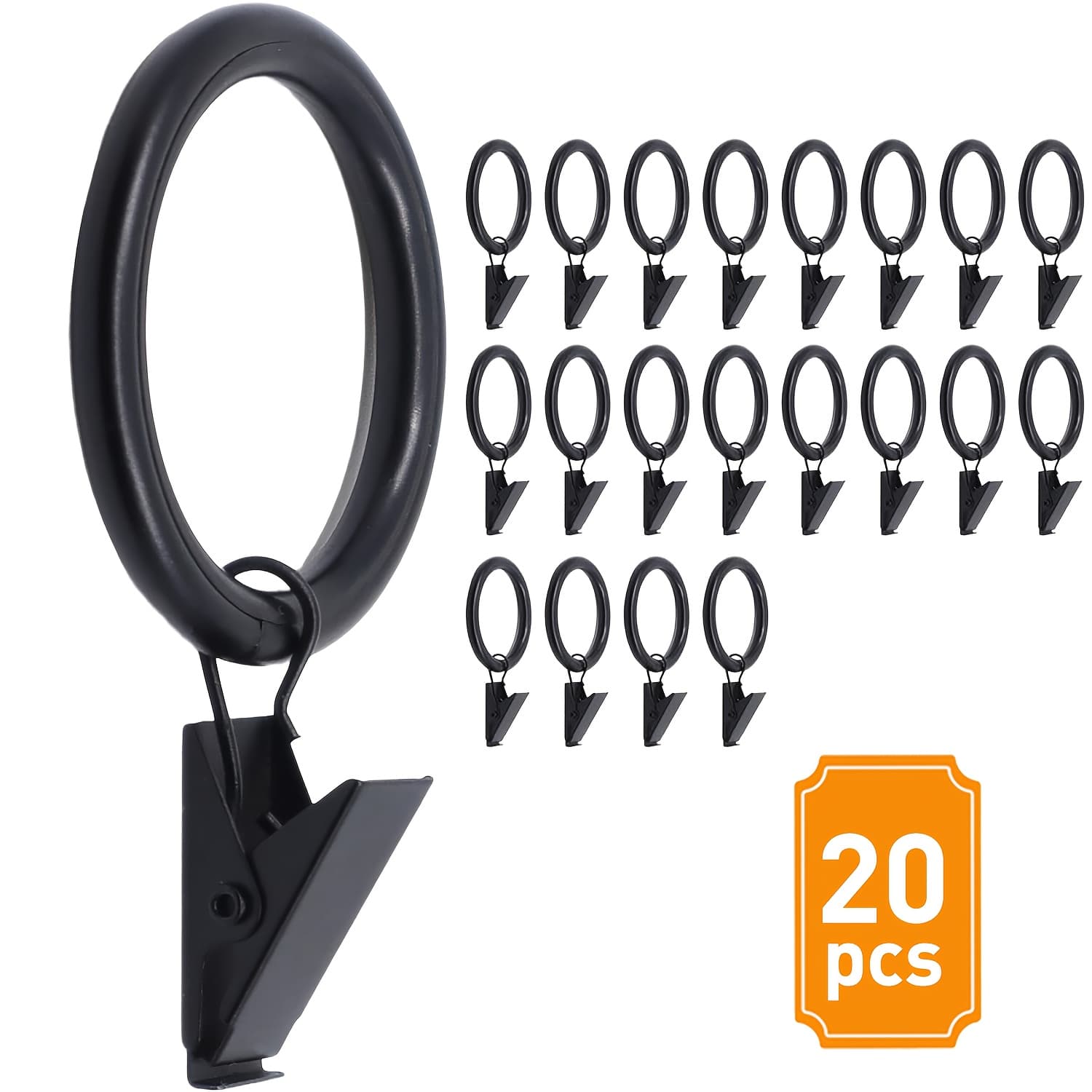 TEMU Curtain Ring With Clip - Curtain Clip Black Curtain Ring With Fastener 32mm/ 1.26 Inch Inner Diameter Metal Fastener For Decorative Craft Display