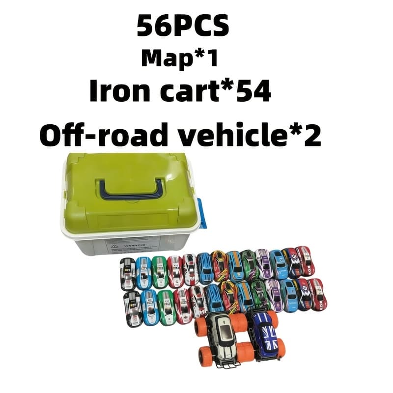TEMU 56pcs Mini Die-cast Metal Car Set With Storage Box, Friction-powered Toy Cars, 2 Stunt Cars - With Play Mat, Suitable For Boys And Girls Aged 3+, Multiple Colors, Halloween/christmas Gift