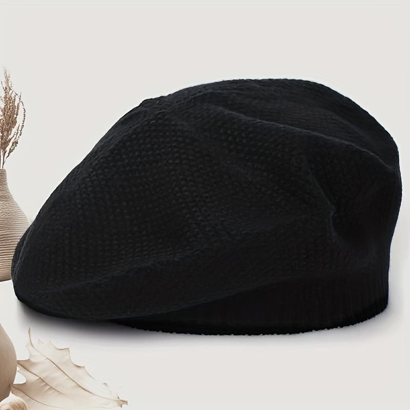 TEMU 1pc Autumn Winter Solid Color Women's Beret Hat Warm And Cold-resistant For Daily Use