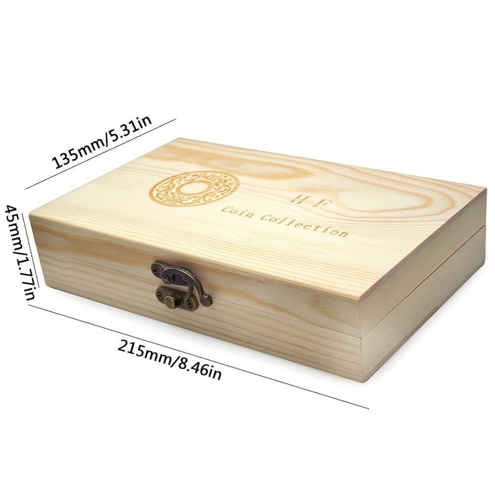 TEMU 1pc Wooden Commemorative Coin Collection Box Coin Protection Box Coin Storage Box