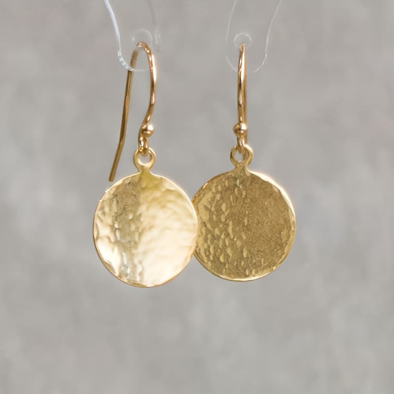 TEMU 1 Pair Of Elegant Classic Hammer Round Pendant Earrings - High-quality Women's Jewelry , , And Gift , Casual Wedding Party Jewelry