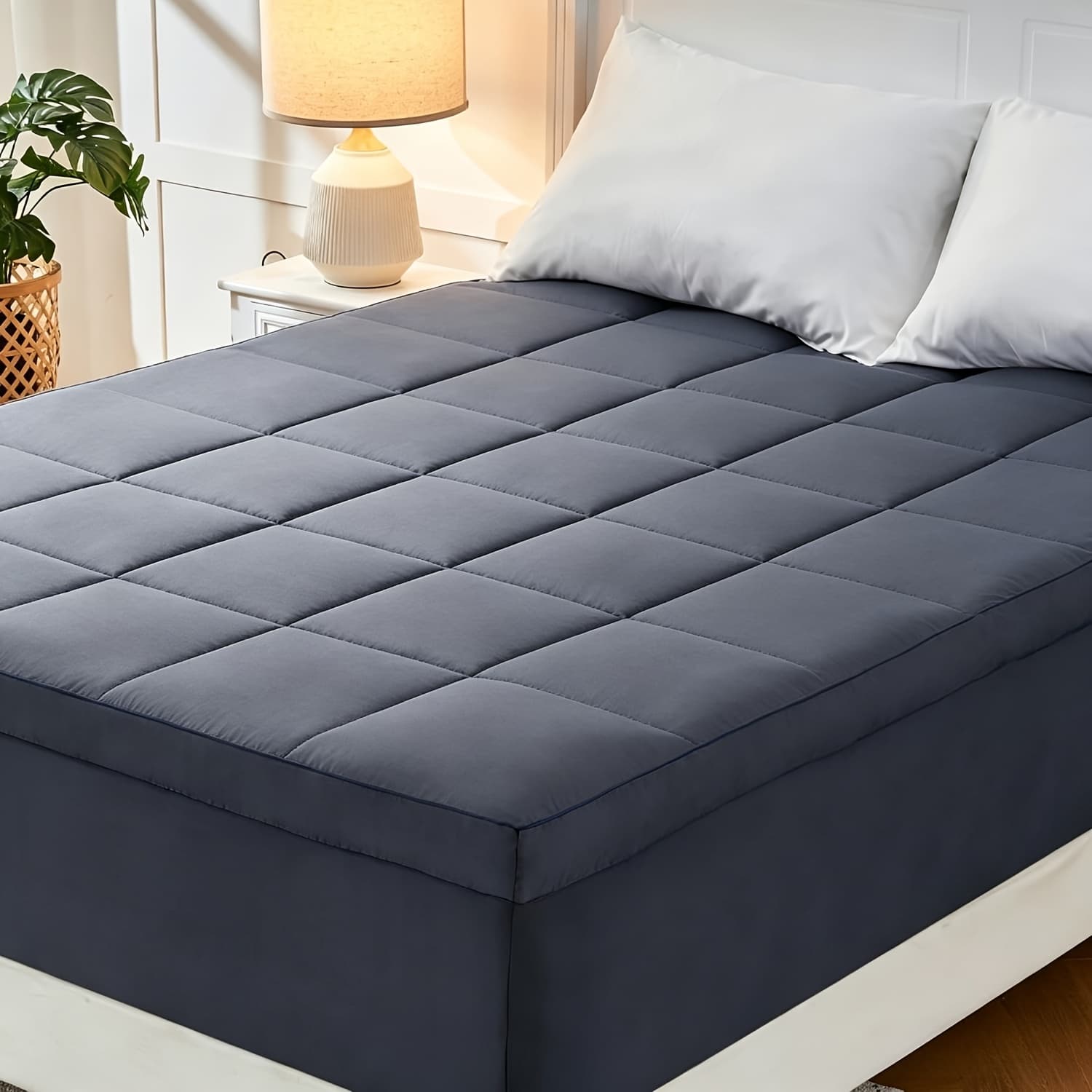 TEMU Soft Mattress Pad, Cooling Pillow Top Mattress Topper, Firm Cool Mattress Pad Cover With 8-21 Inch Elasticated Deep Pockets, Plush Fill Mattress Protector