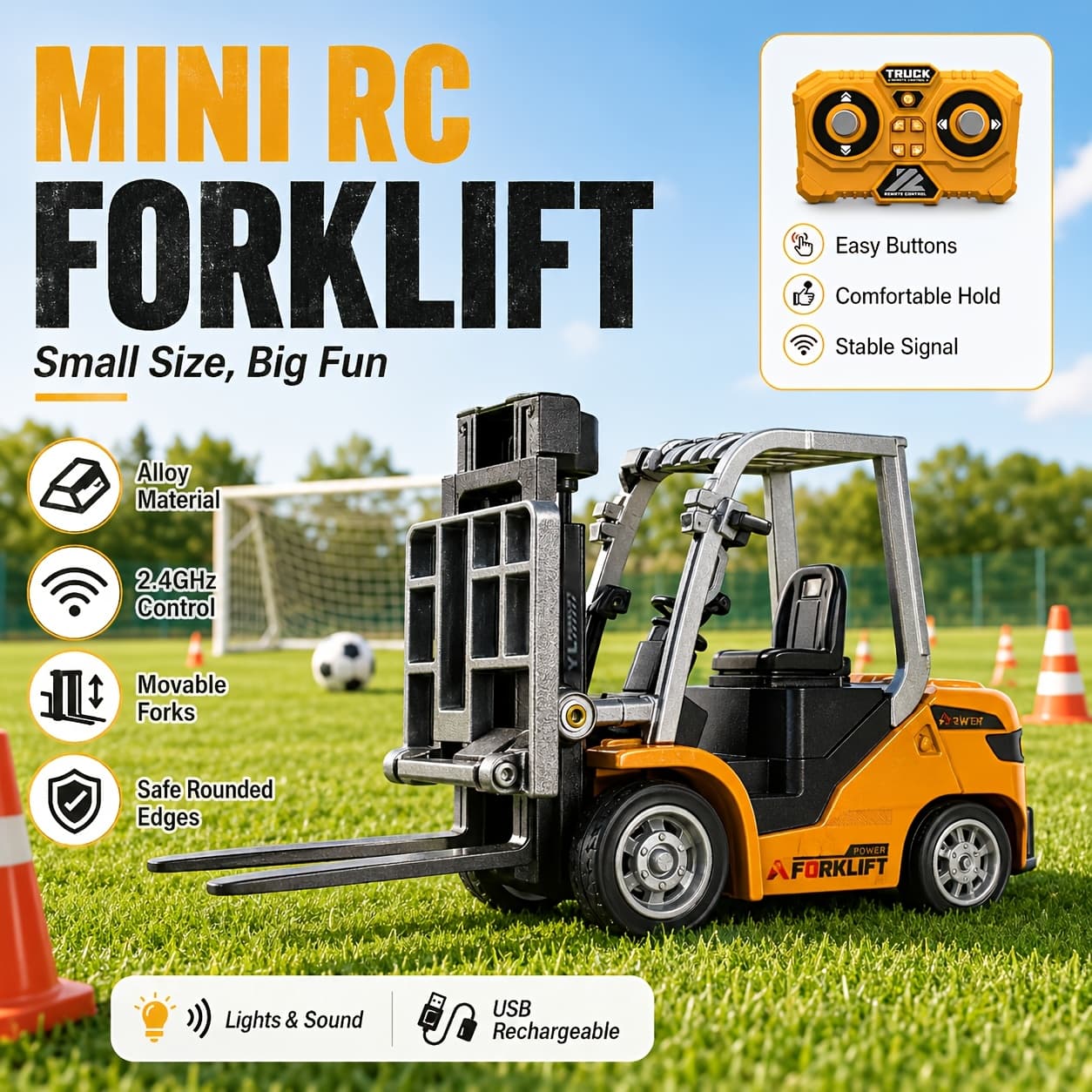 TEMU 9 Channels Remote Control Loader, 2.4ghz Rc Construction Vehicle Truck With Alloy Metal , , Rechargeable Battery, Ideal Gift For Halloween Thanksgiving Christmas