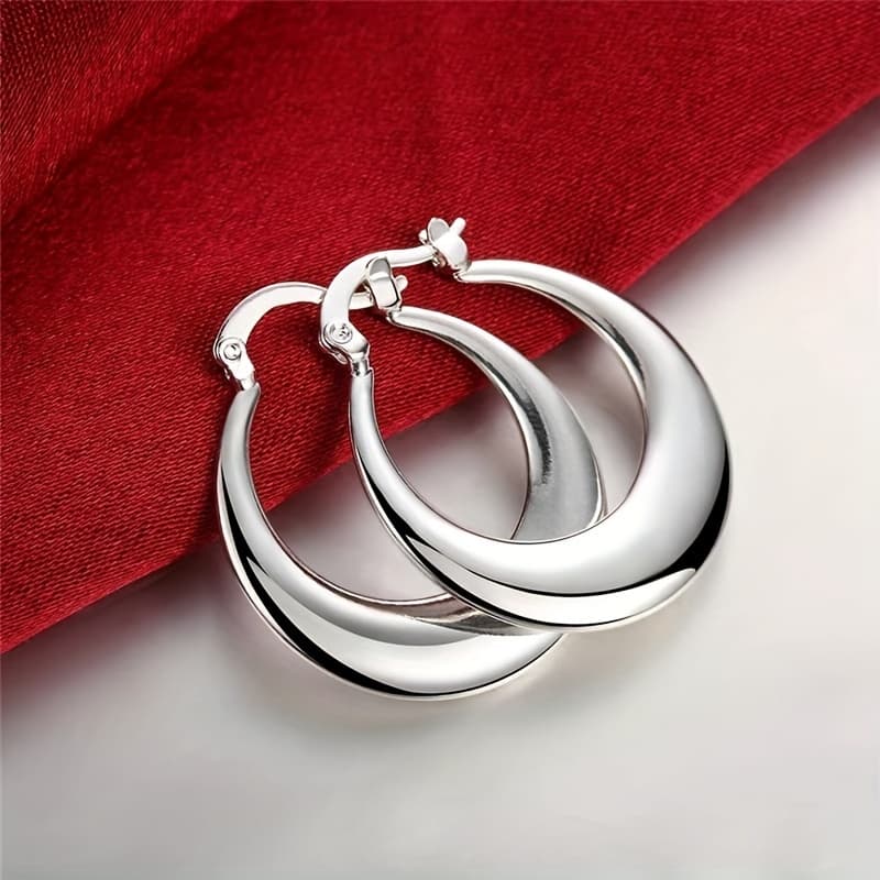 TEMU Silvery Color Hypoallergenic Hoop Earrings - Elegant And Sexy Women's Ear Accessories